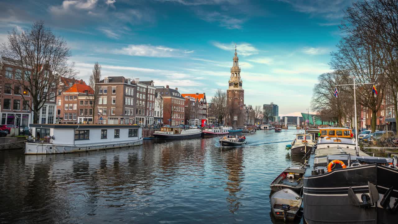 阿姆斯特丹、奥德尚或老安斯兰（旧城墙）运河视频下载