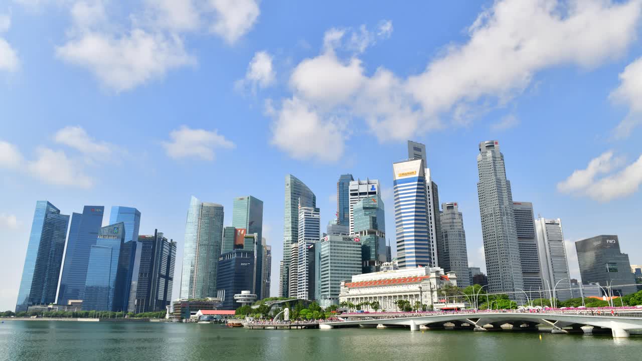 延时视图新加坡商业区摩天大楼视频素材