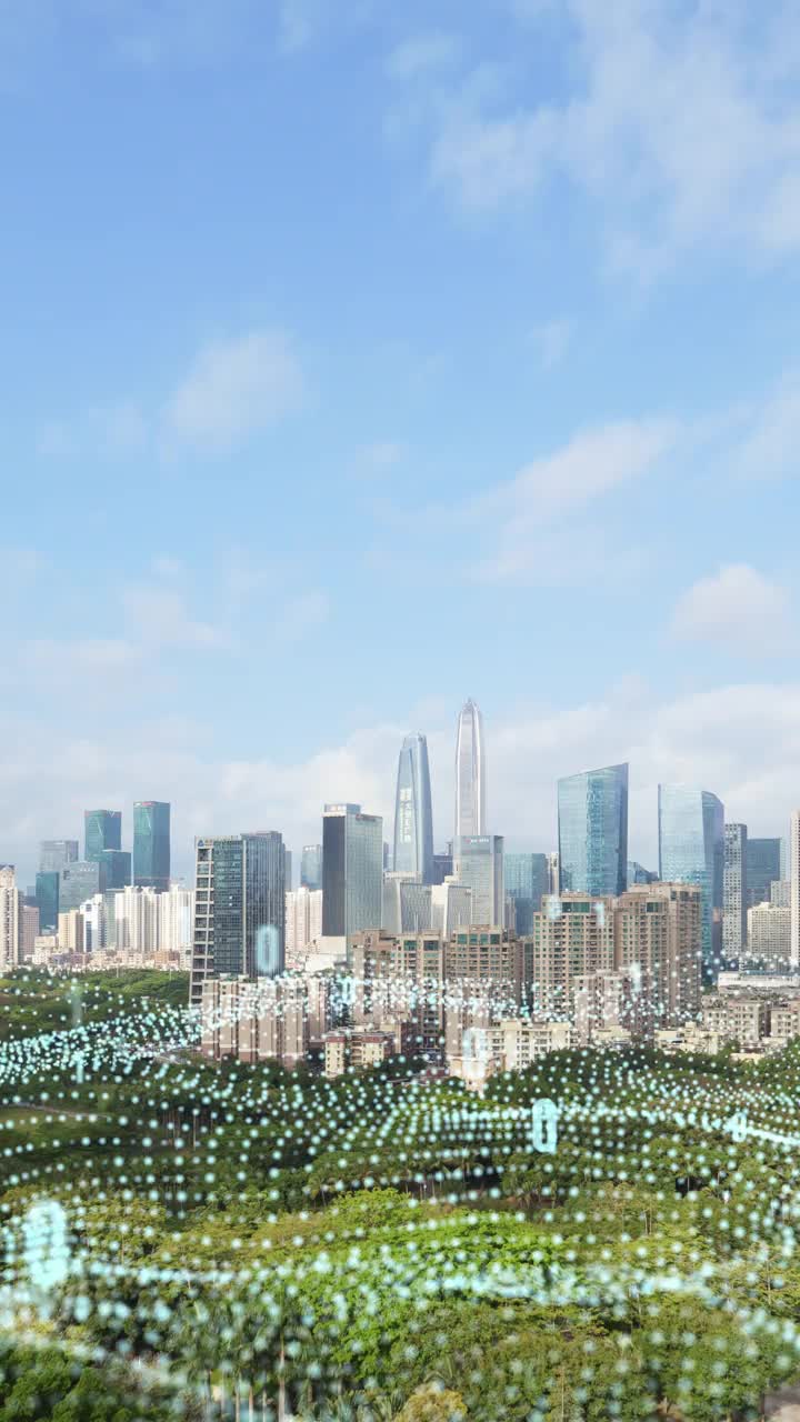 深圳福田CBD城市景观与人工智能概念视频素材