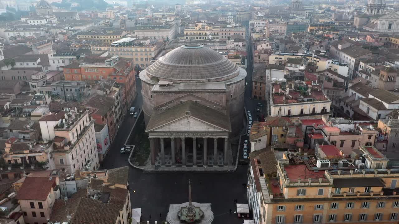意大利罗马万神殿著名纪念碑鸟瞰图视频下载