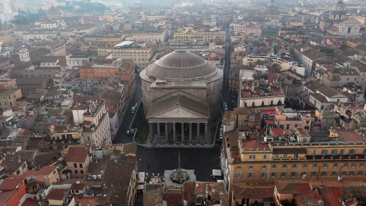 意大利罗马万神殿著名地标的无人机视图视频下载