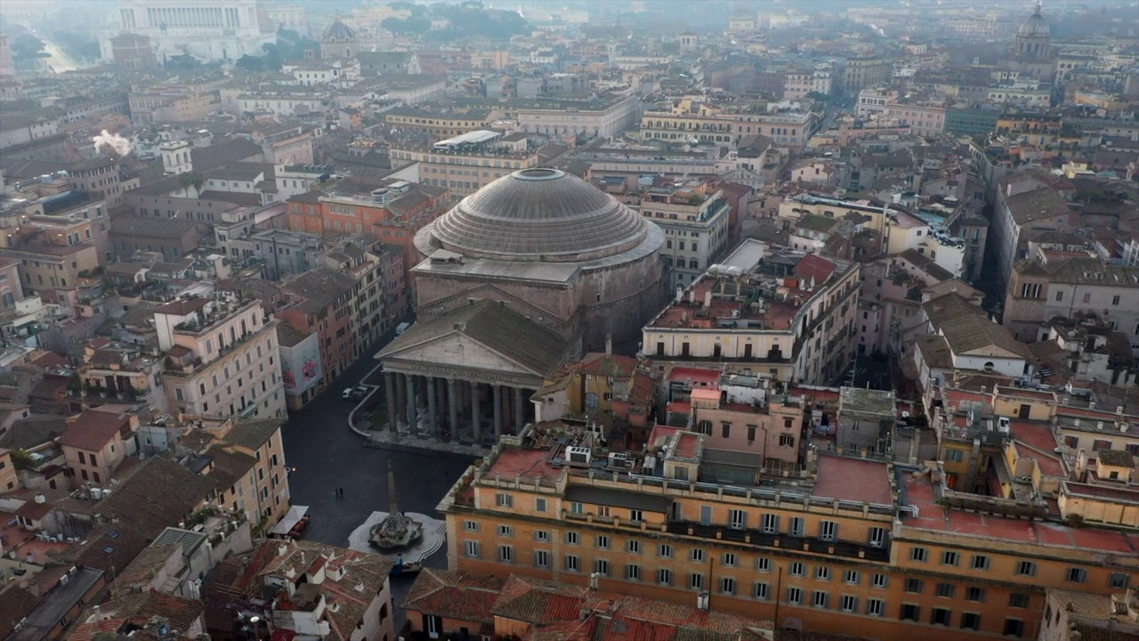 空中俯瞰罗马的万神殿和地标视频下载