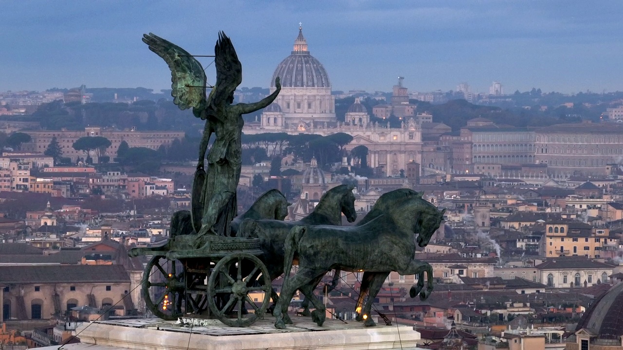 罗马梵蒂冈城圣彼得大教堂鸟瞰图视频下载