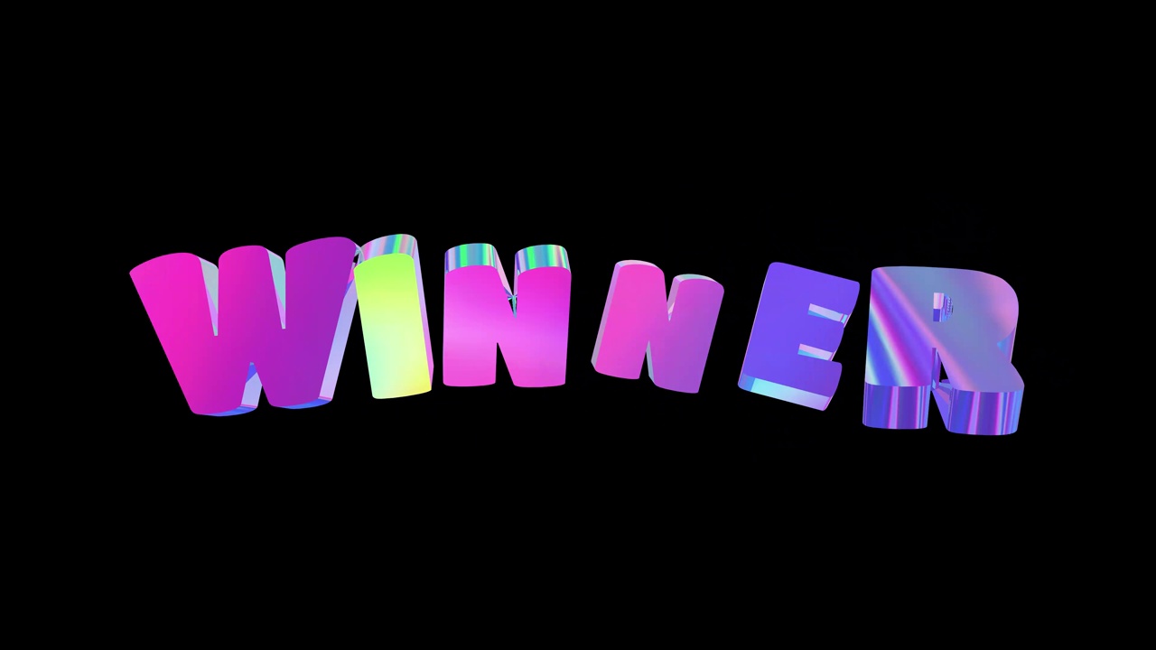 3D动画的霓虹字赢家。视频素材