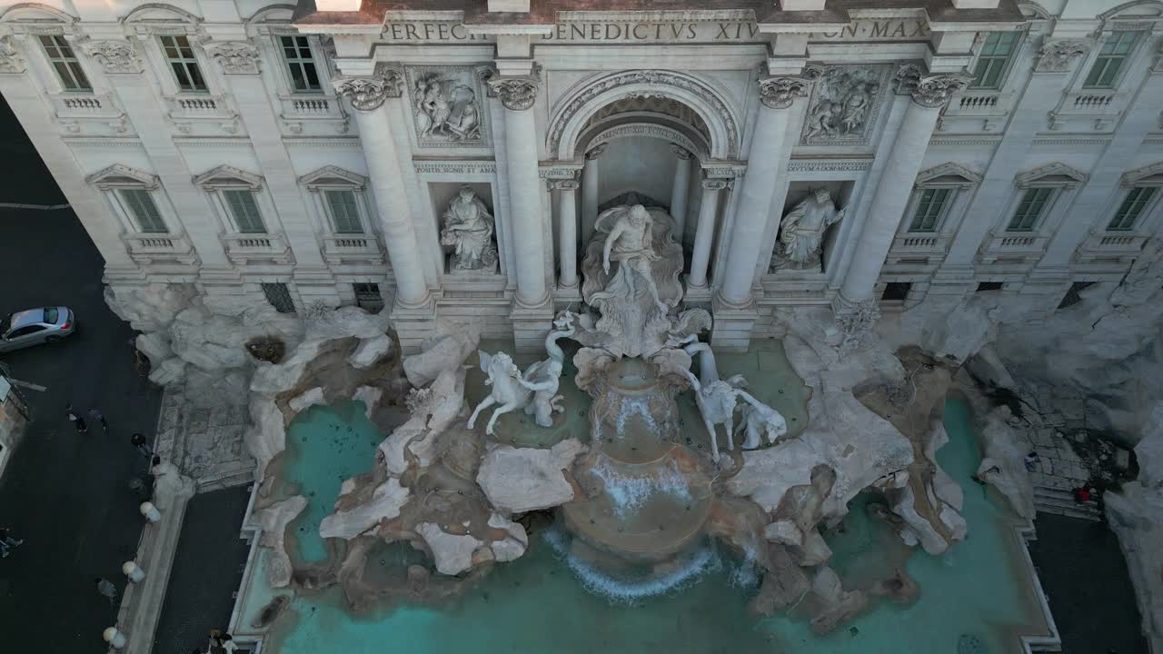 意大利罗马特莱维喷泉鸟瞰图视频下载