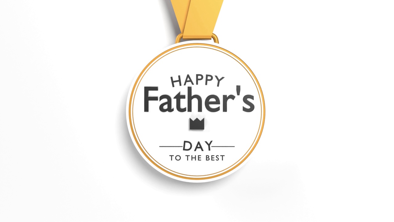 祝父亲节快乐，最好的标题是白色背景的4K分辨率的奖章礼品卡视频购买