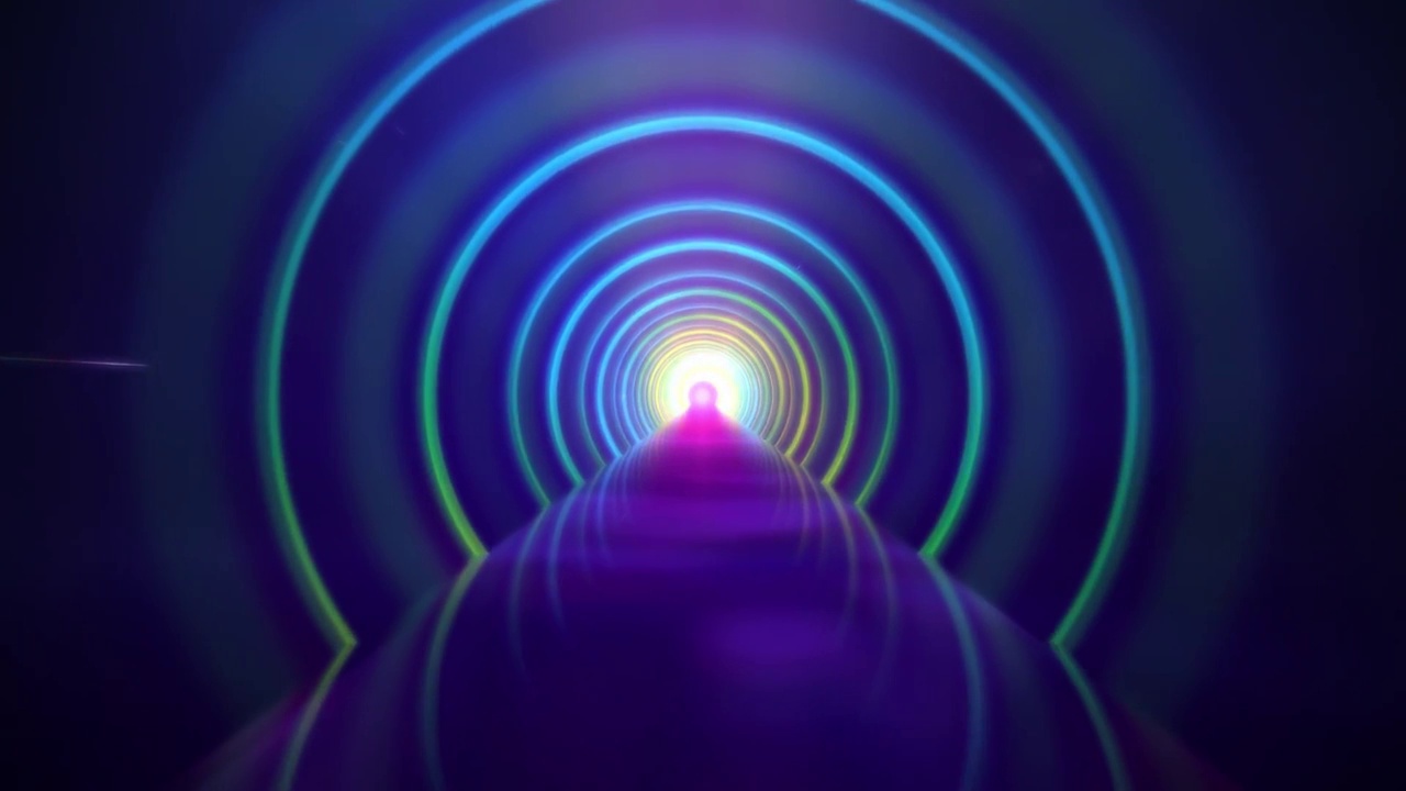 发光的霓虹灯隧道动画背景视频素材
