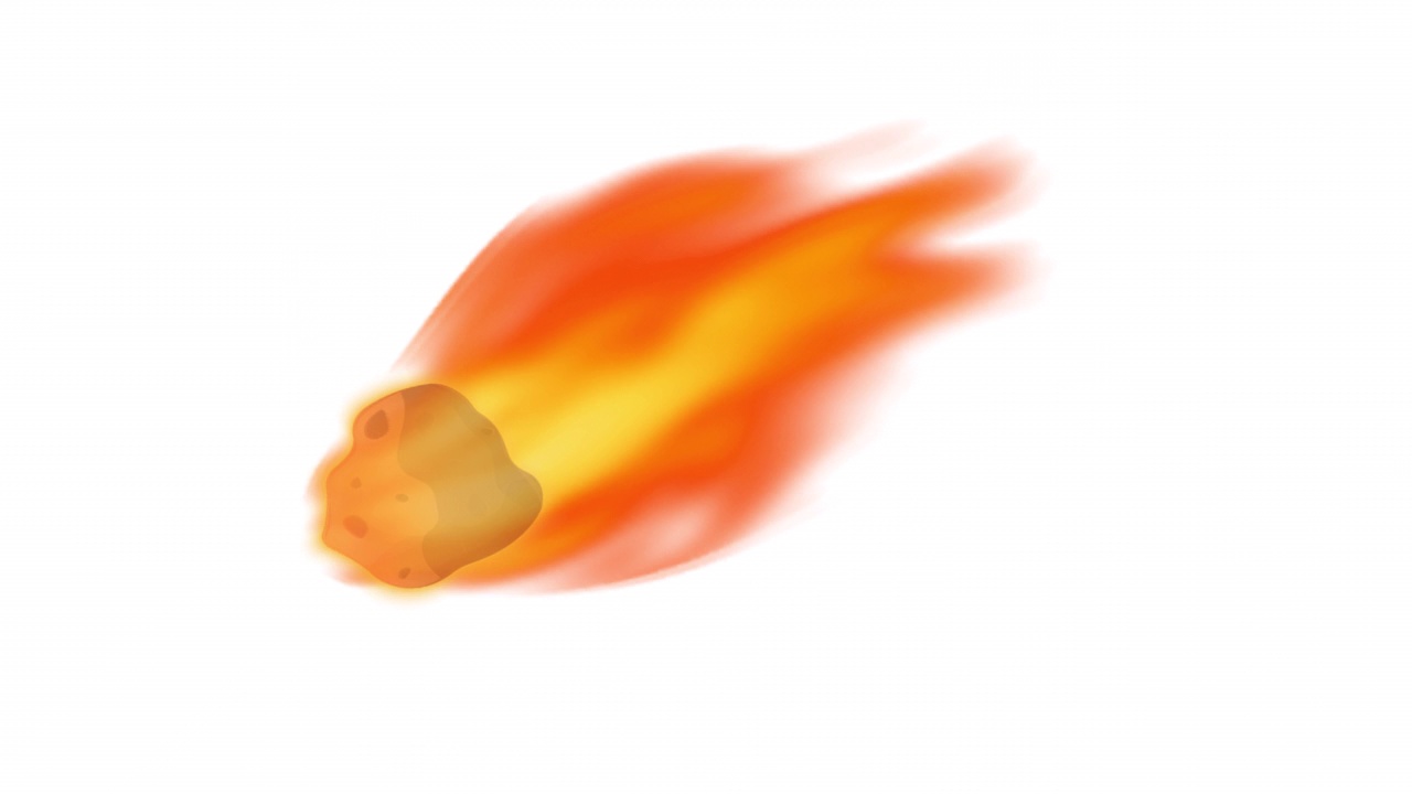 流星。一颗炽热小行星的动画。卡通视频素材