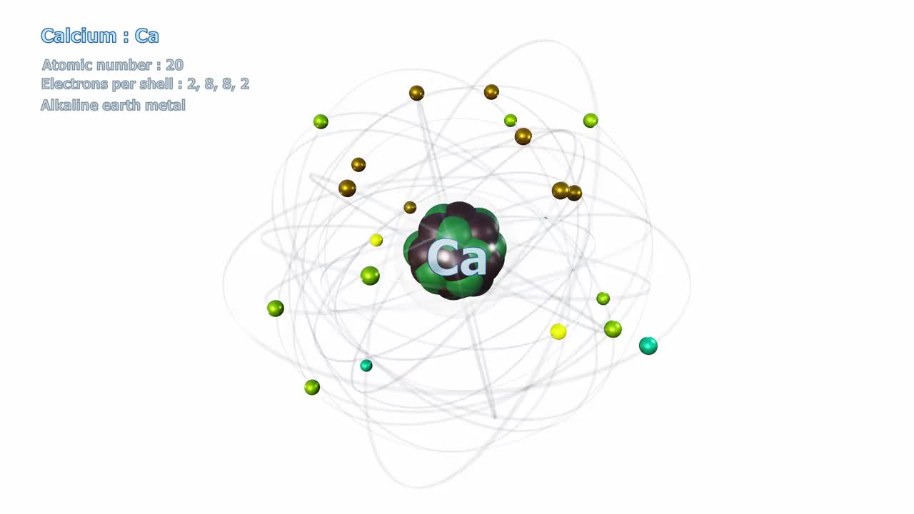 有20个电子的钙原子在无限轨道旋转视频下载