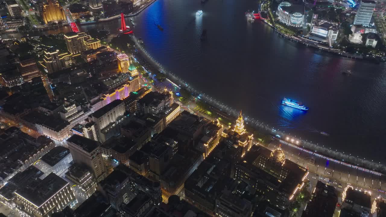 上海外滩鸟瞰图。视频素材