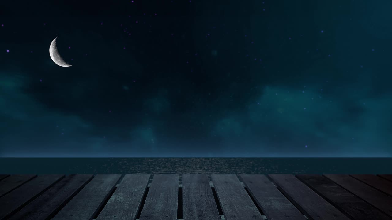 夜晚的海洋背景。节日贺卡。视频下载
