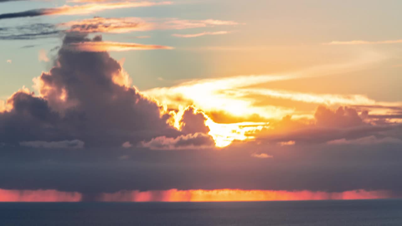 延时-美丽的日落云在太平洋之上视频下载