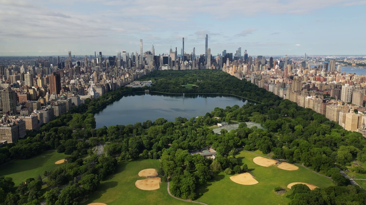 美国纽约市曼哈顿中央公园鸟瞰图视频下载