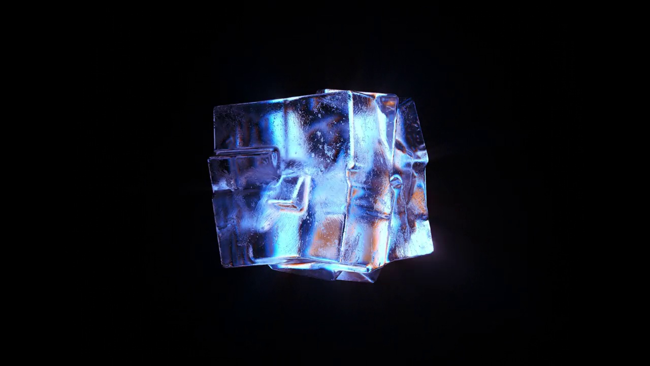 抽象的蓝色旋转冰块循环动画视频素材