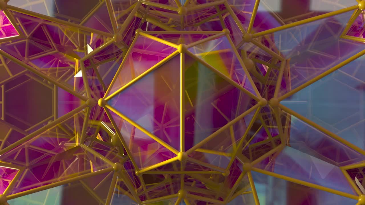 神圣几何1021:几何柏拉图二十面体物体旋转和反射。视频下载