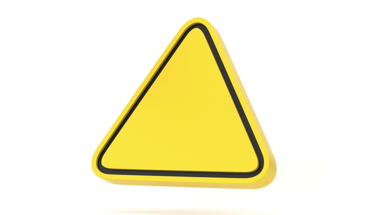 3D黄色三角形警告标志视频素材