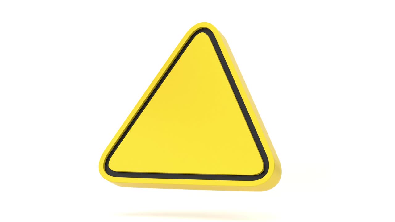 3D黄色三角形5号警告标志视频素材