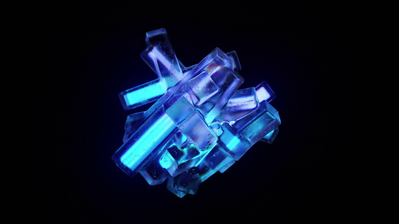 抽象的蓝色旋转冰形状循环动画视频素材