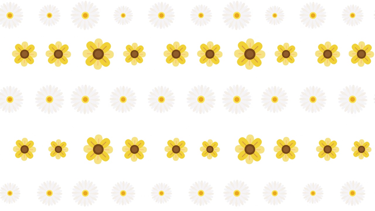 向日葵和雏菊无缝图案背景视频下载