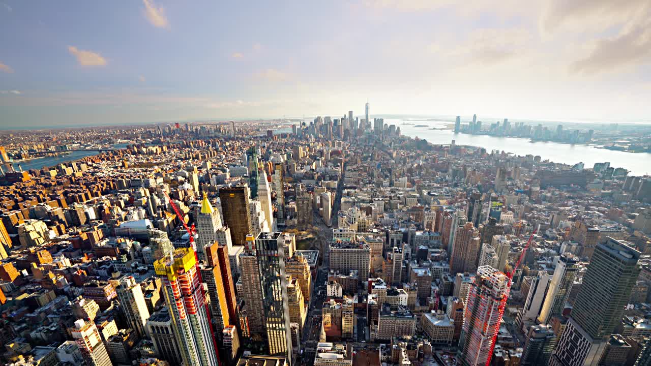 曼哈顿的直升机视图。纽约。视频下载