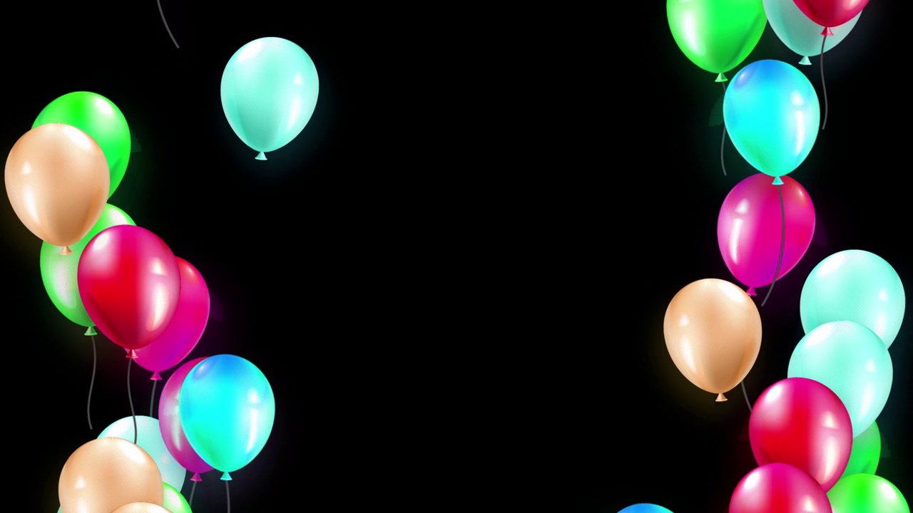 生日聚会气球飞行循环运动图形视频透明背景与alpha通道视频下载