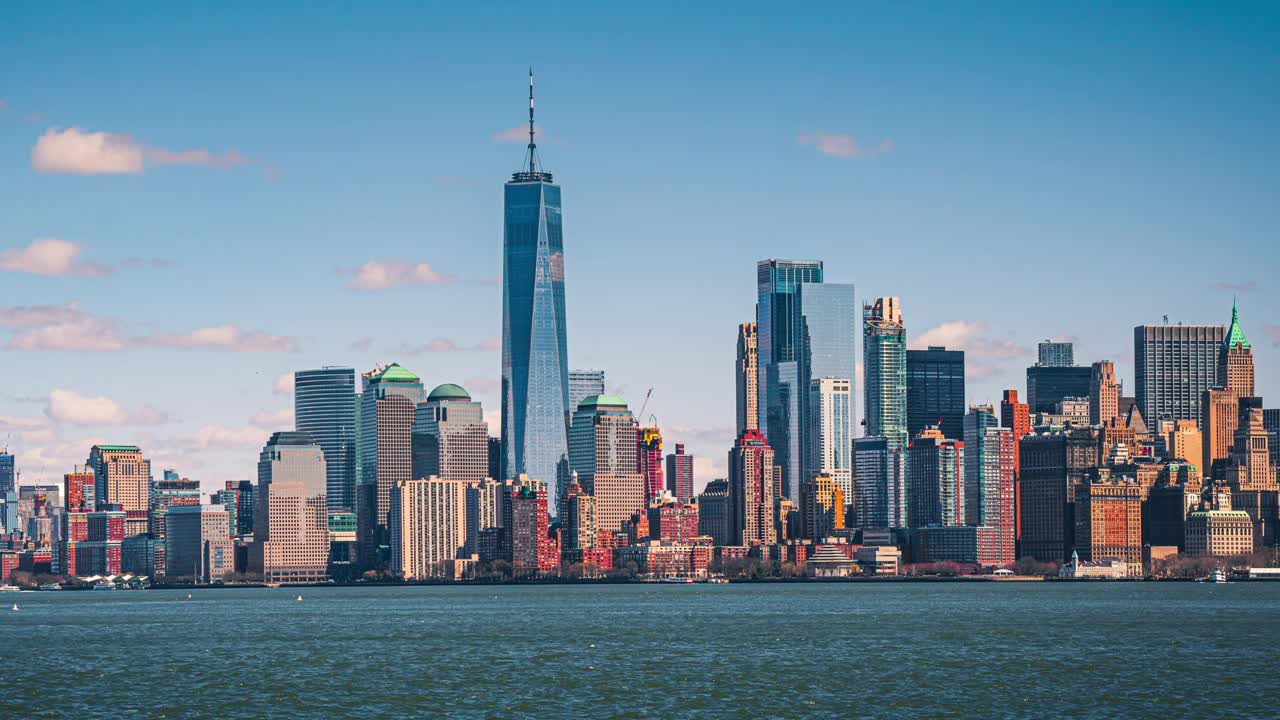 4K镜头美国纽约曼哈顿下城金融区城市景观延时拍摄视频下载