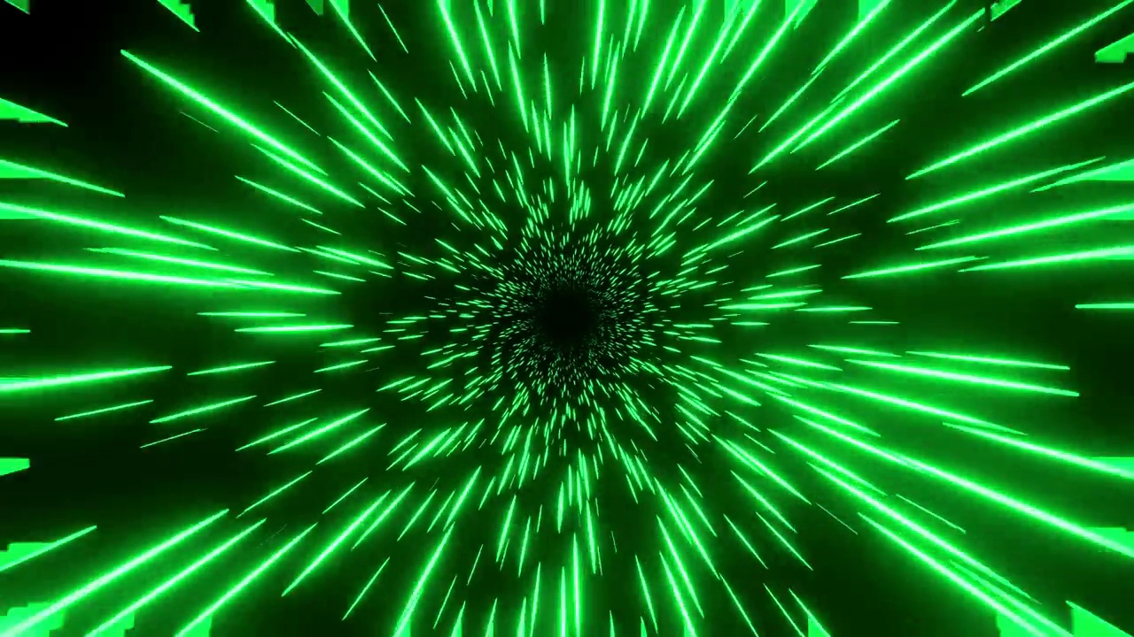 绿色超光速隧道。抽象创意宇宙科幻3D视频。毛圈的视频。超高速跳跃。叠加背景。无缝的动画。未来主义和令人印象深刻的设计视频下载