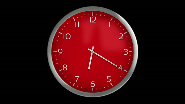 经典的挂钟。每分钟1帧。Loopable。红色的。视频素材