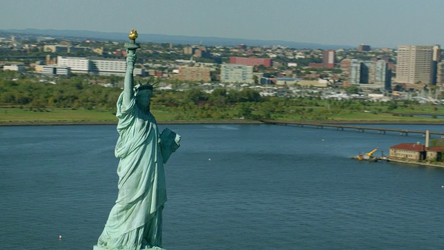 自由女神像，航拍视频素材