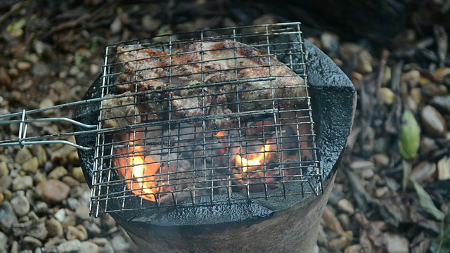 在火上烤猪肉视频下载