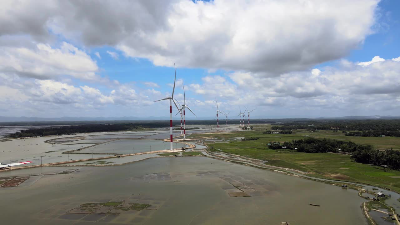 孟加拉国风力发电项目。可再生能源发电背景视频素材