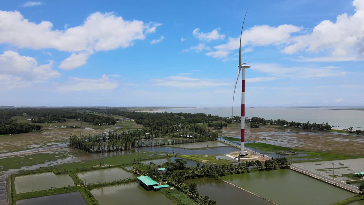 考克斯巴扎尔60兆瓦风力发电厂的风力涡轮机鸟瞰图视频素材