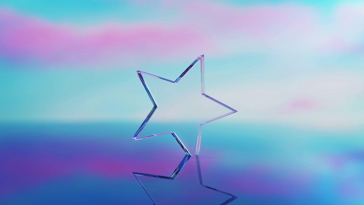 玻璃星和水的涟漪循环视频素材