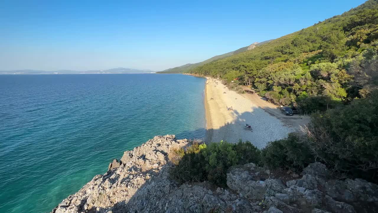 迪莱克半岛国家公园。美丽的海湾景观。库萨达斯，艾丁，土耳其视频素材