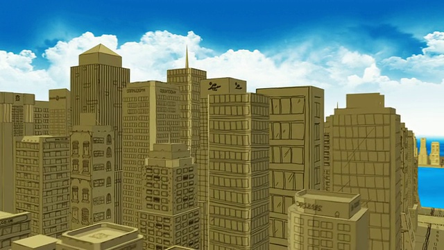 卡通风格的3D城市相机运动视频下载