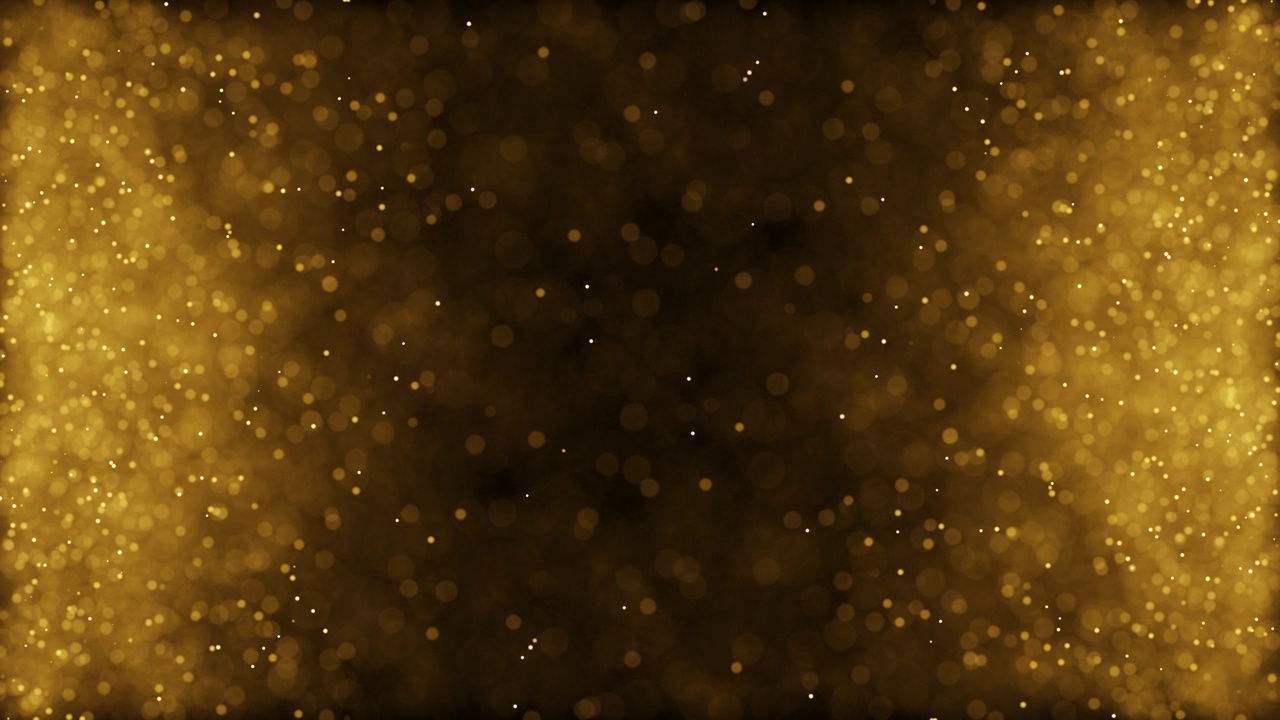 金色粒子抽象背景与闪亮的金色地板粒子星尘。美丽的未来主义在黑色背景的太空中闪闪发光。视频下载