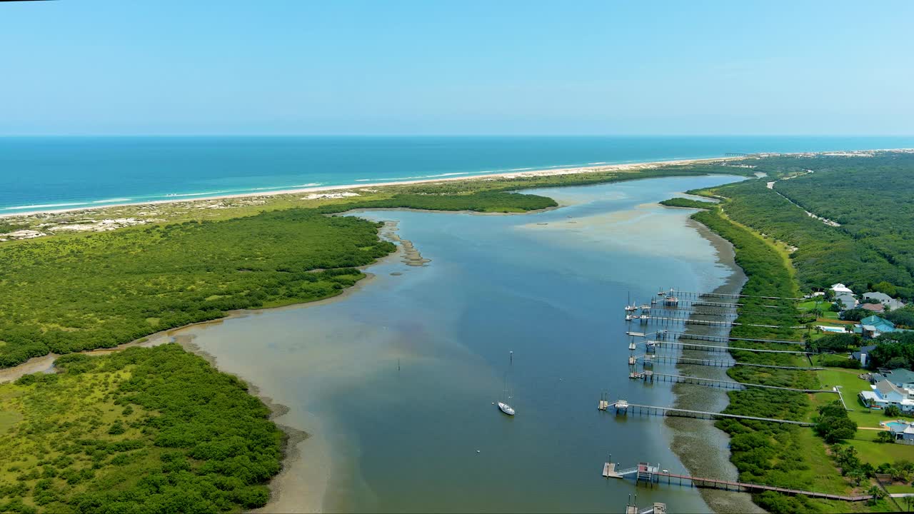 圣奥古斯丁FL航拍海洋地平线视图视频下载