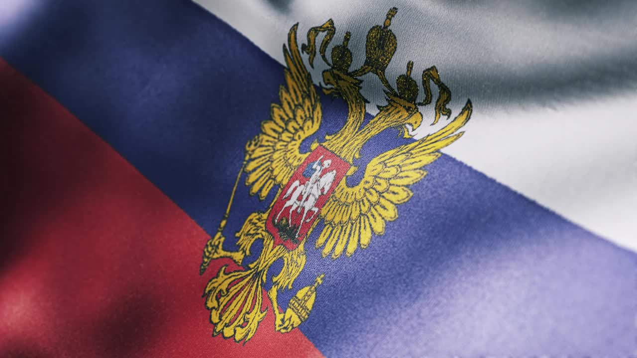 挥舞着俄罗斯国旗。缓慢的运动。三维渲染视频下载