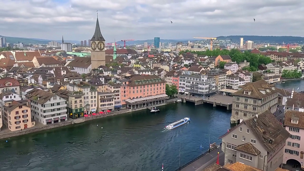 瑞士苏黎世市历史中心的美丽景色视频下载