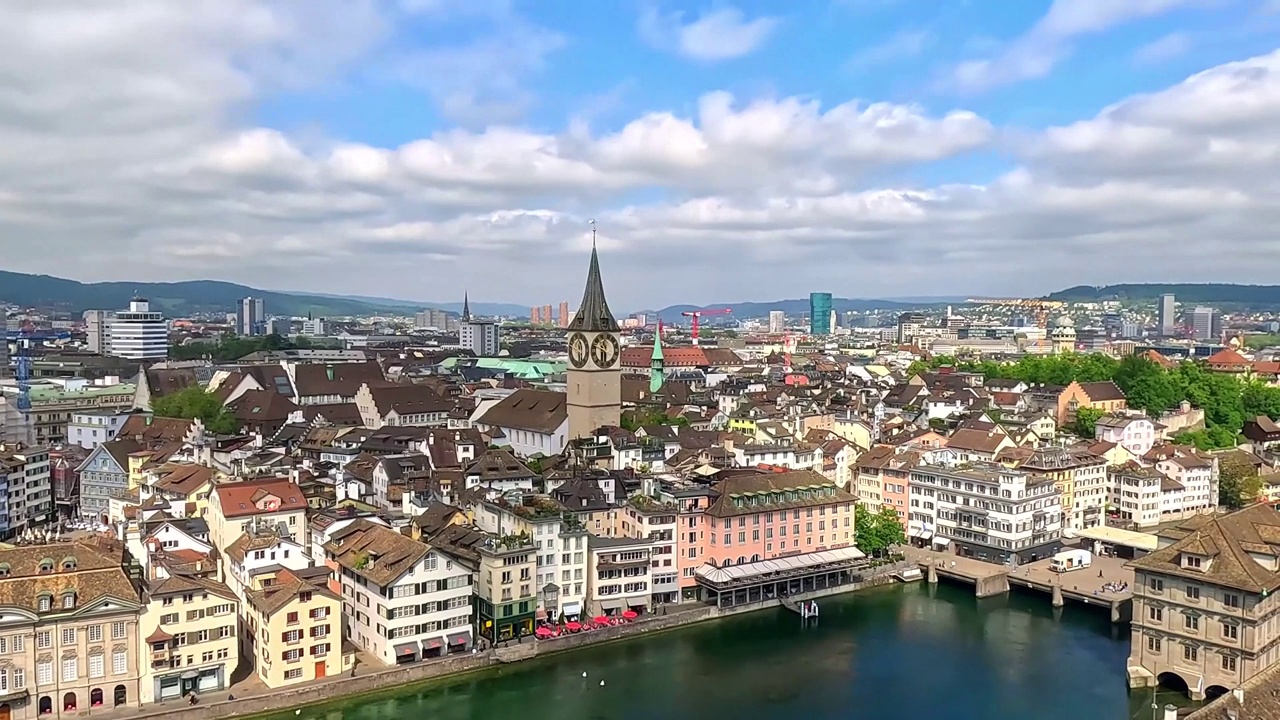 瑞士苏黎世市历史中心的美丽景色视频下载