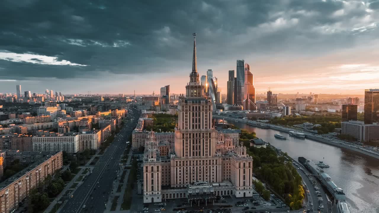 莫斯科市鸟瞰图视频下载
