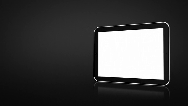 平板电脑动画。黑色背景。亮度无光。视频素材