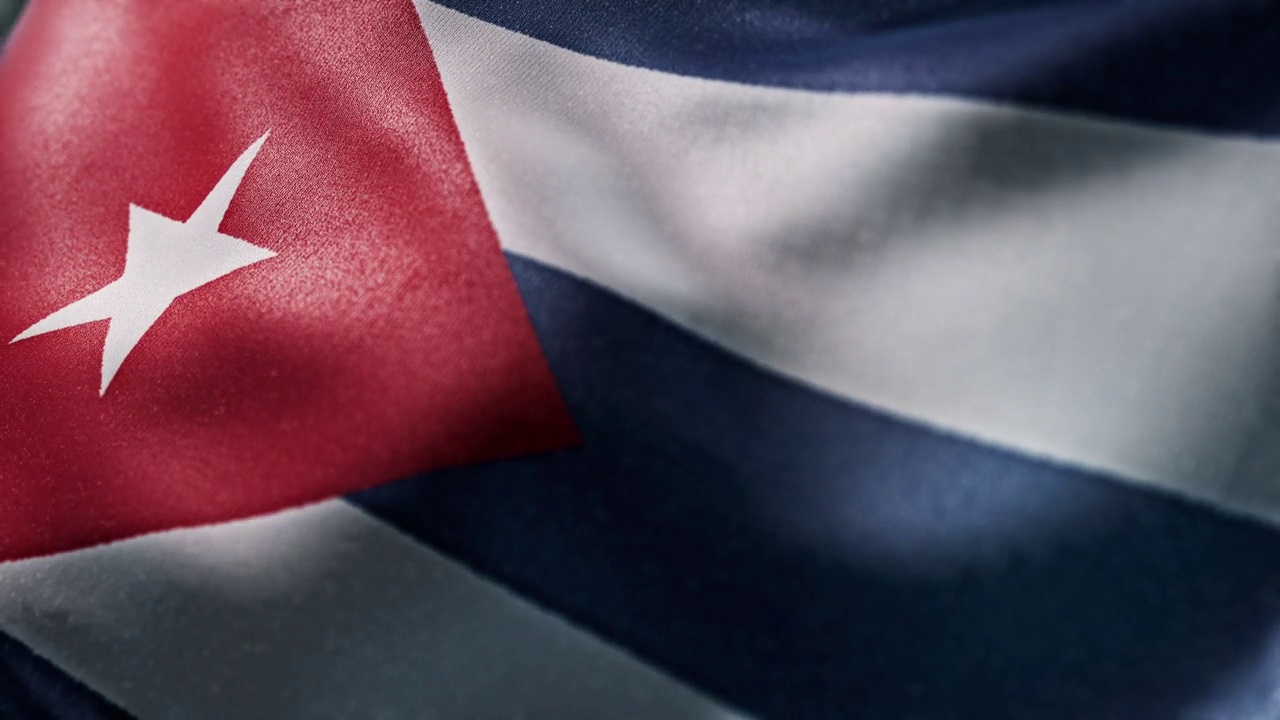 挥舞着古巴国旗。缓慢的运动。三维渲染视频下载