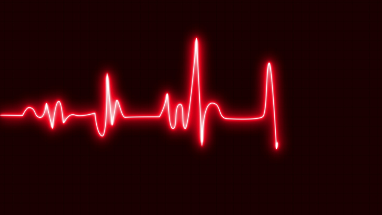 心电图显示心跳线。心电图，心脏脉搏。红色和白色。心跳的视频下载