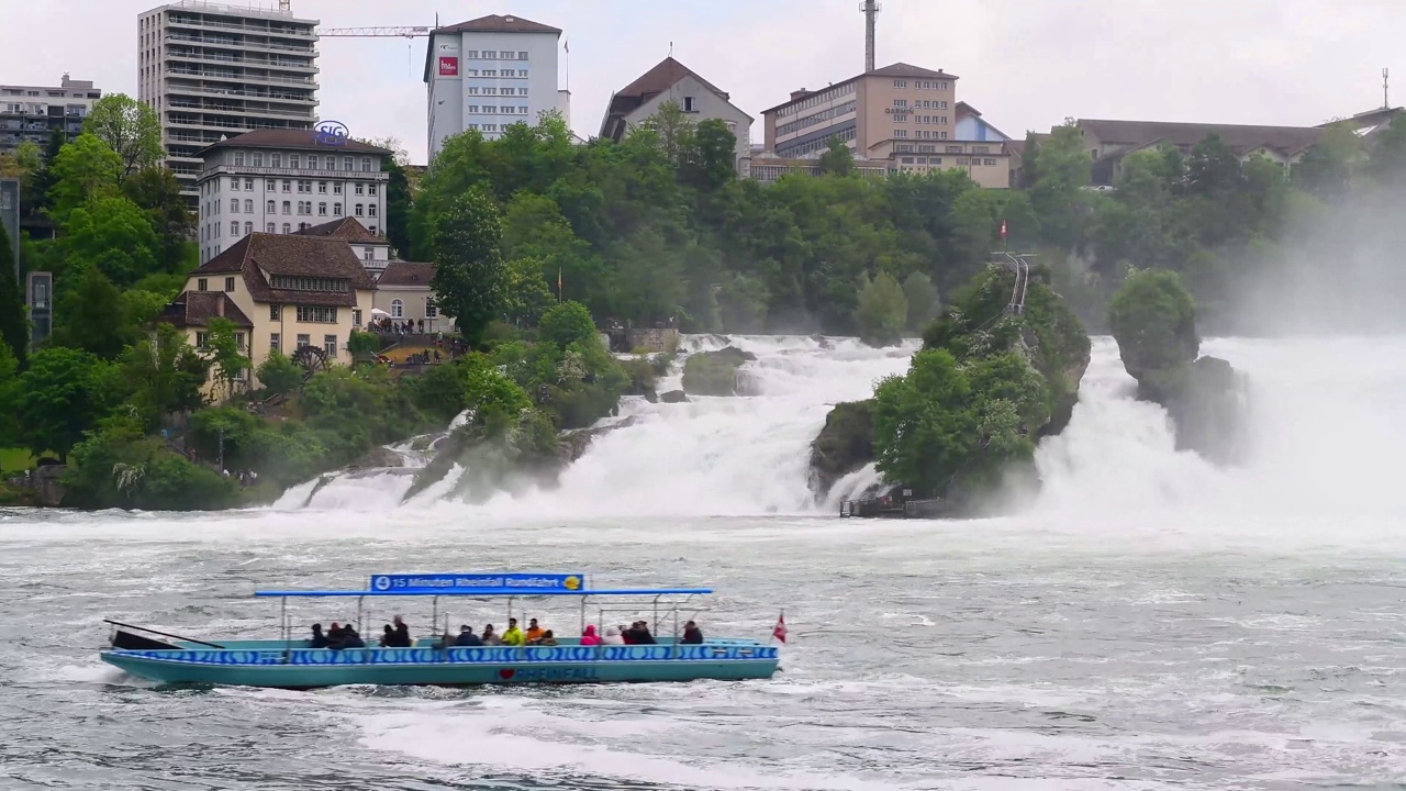 莱茵瀑布，欧洲最大的瀑布视频素材