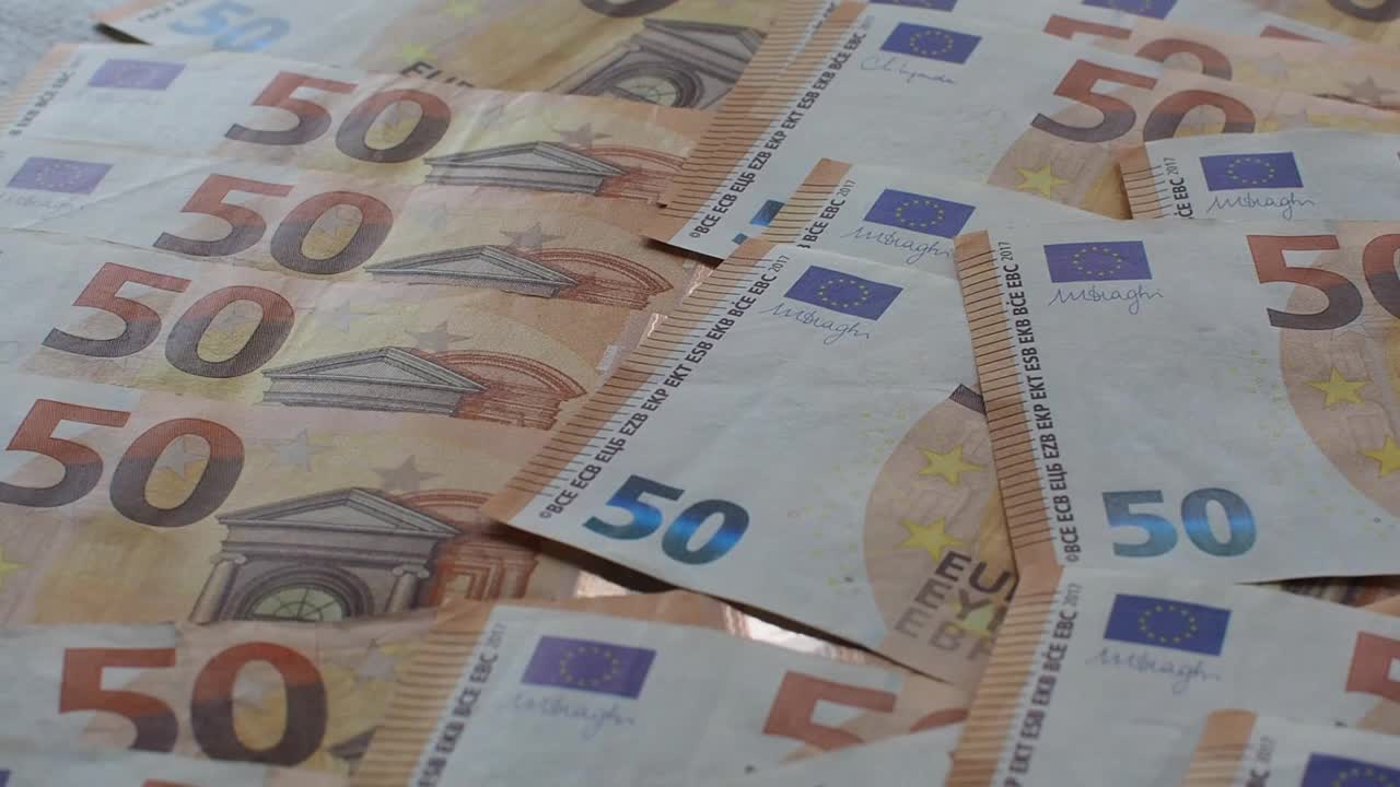 50欧元纸币的背景视频下载