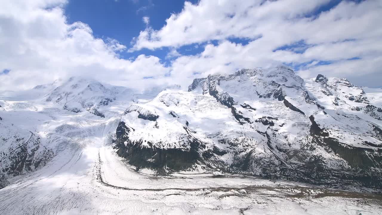 瑞士采尔马特的戈尔纳冰川全景视频下载