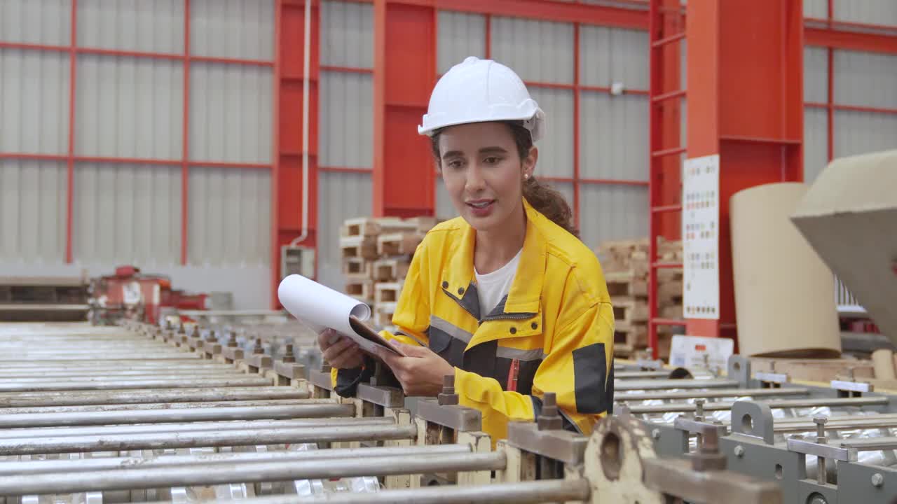 专业工业工厂的女工程师。视频下载