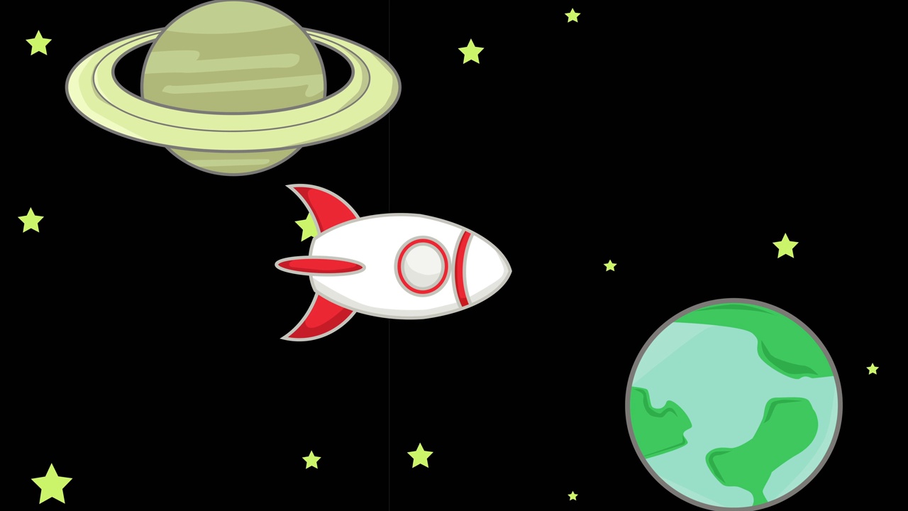 火箭飞船在太空中飞过行星的动画视频素材