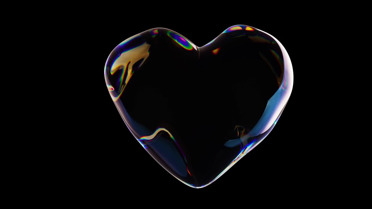 黑色背景上的心形气泡-循环视频下载